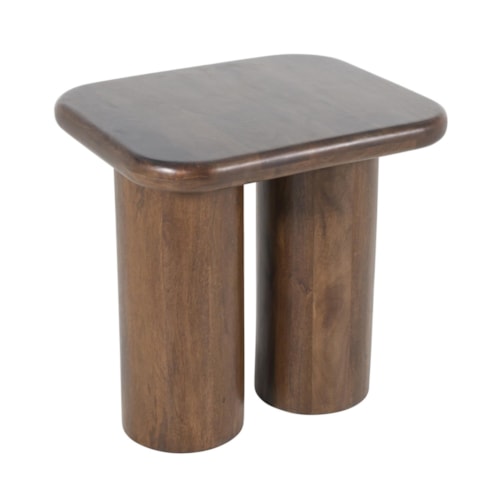 Contemporary End Table with Double Pedestal Base