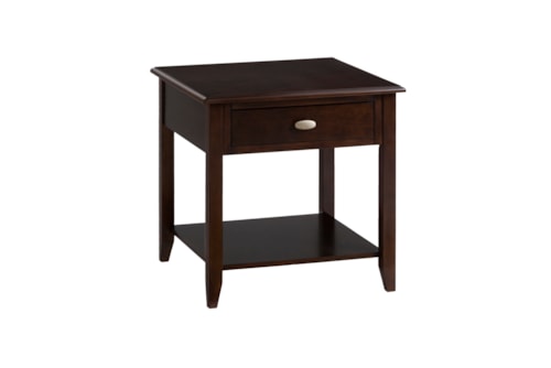 Transitional End Table with Drawer and Shelf