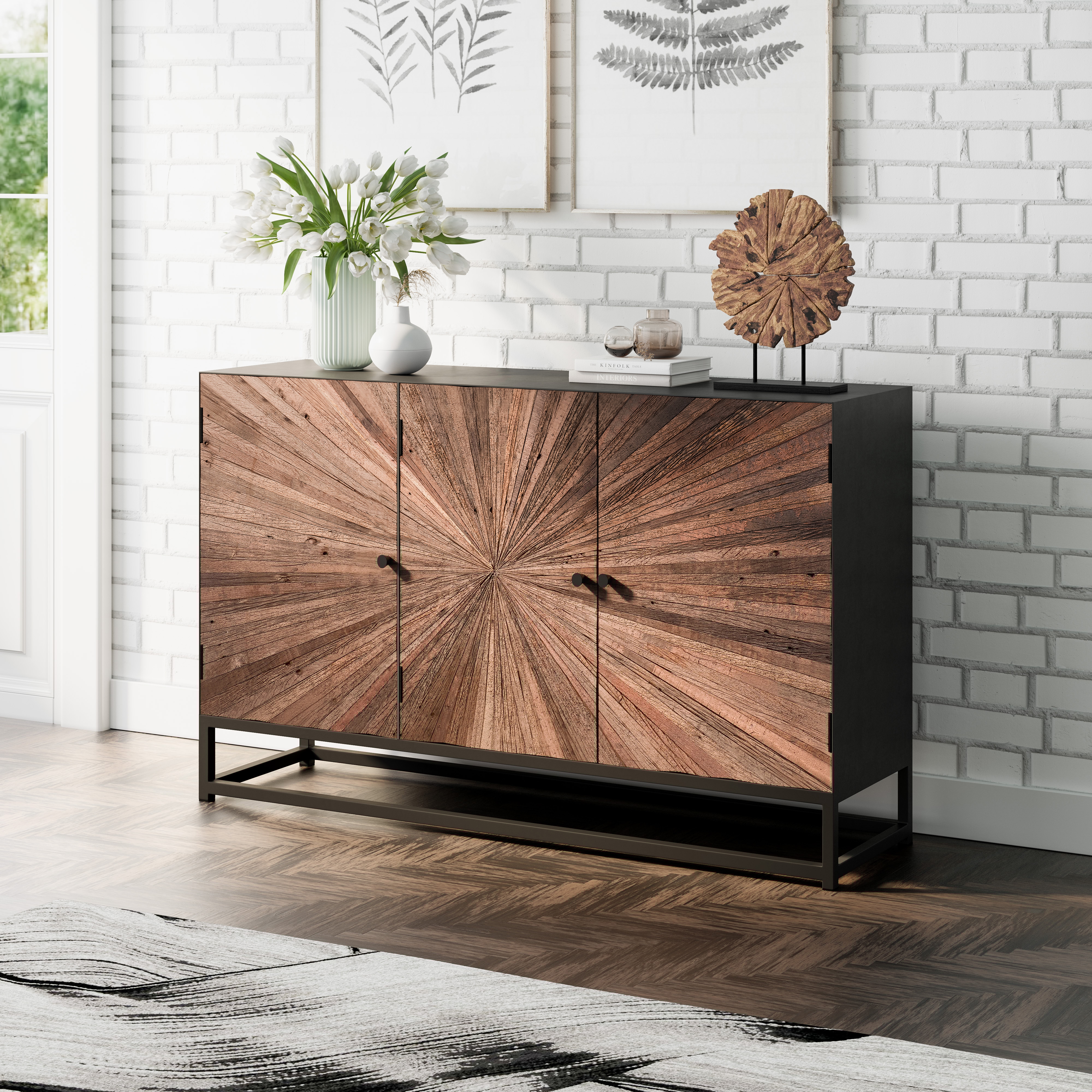 Belfort Essentials Astral Plains Reclaimed 3 Door Accent Cabinet