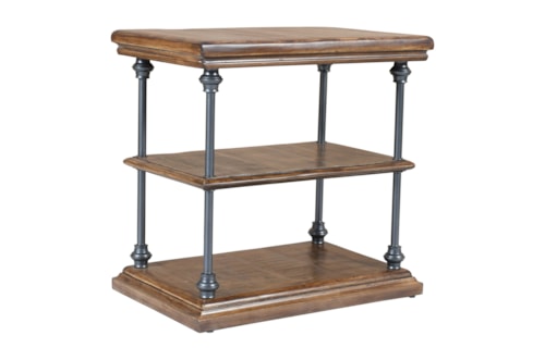 Industrial Chairside Table with Open Shelving