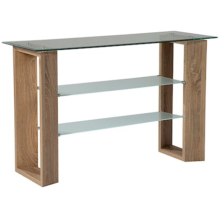 Contemporary Sofa Table with Glass Tabletop