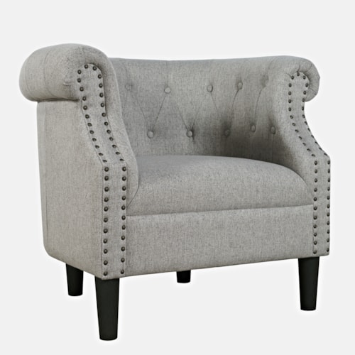 Lily Transitional Upholstered Accent Chair with Nailhead Trim - Ash
