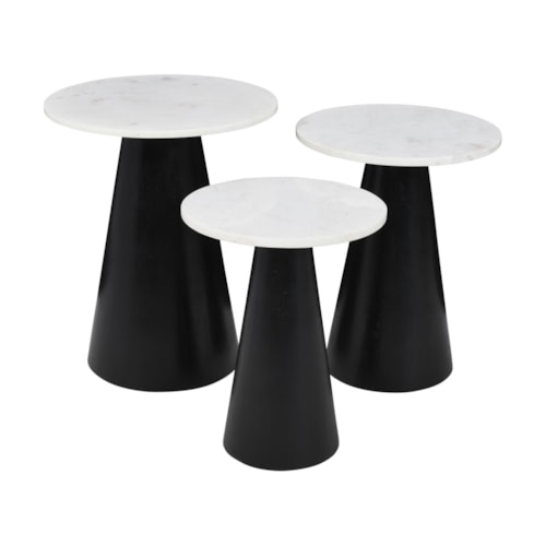 Contemporary 3-Piece Bunching End Table Set with Cone Bases