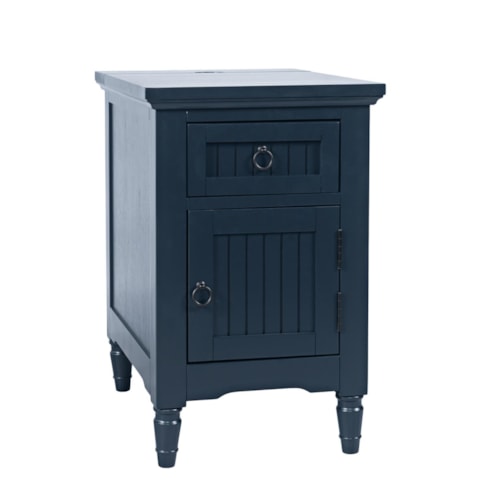 Transitional 1-Drawer End Table with Power Strip