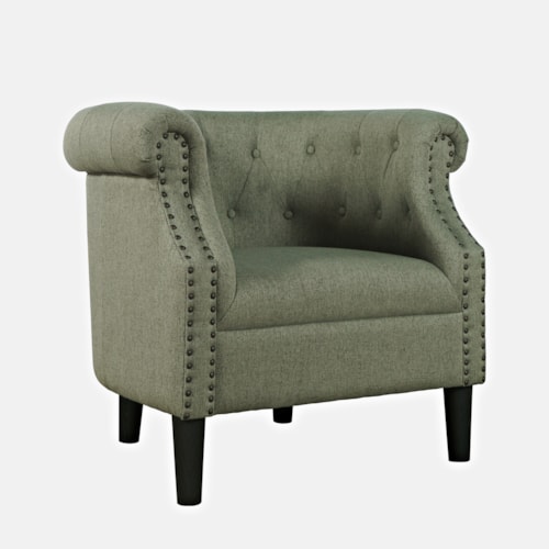Lily Transitional Upholstered Accent Chair with Nailhead Trim - Sage