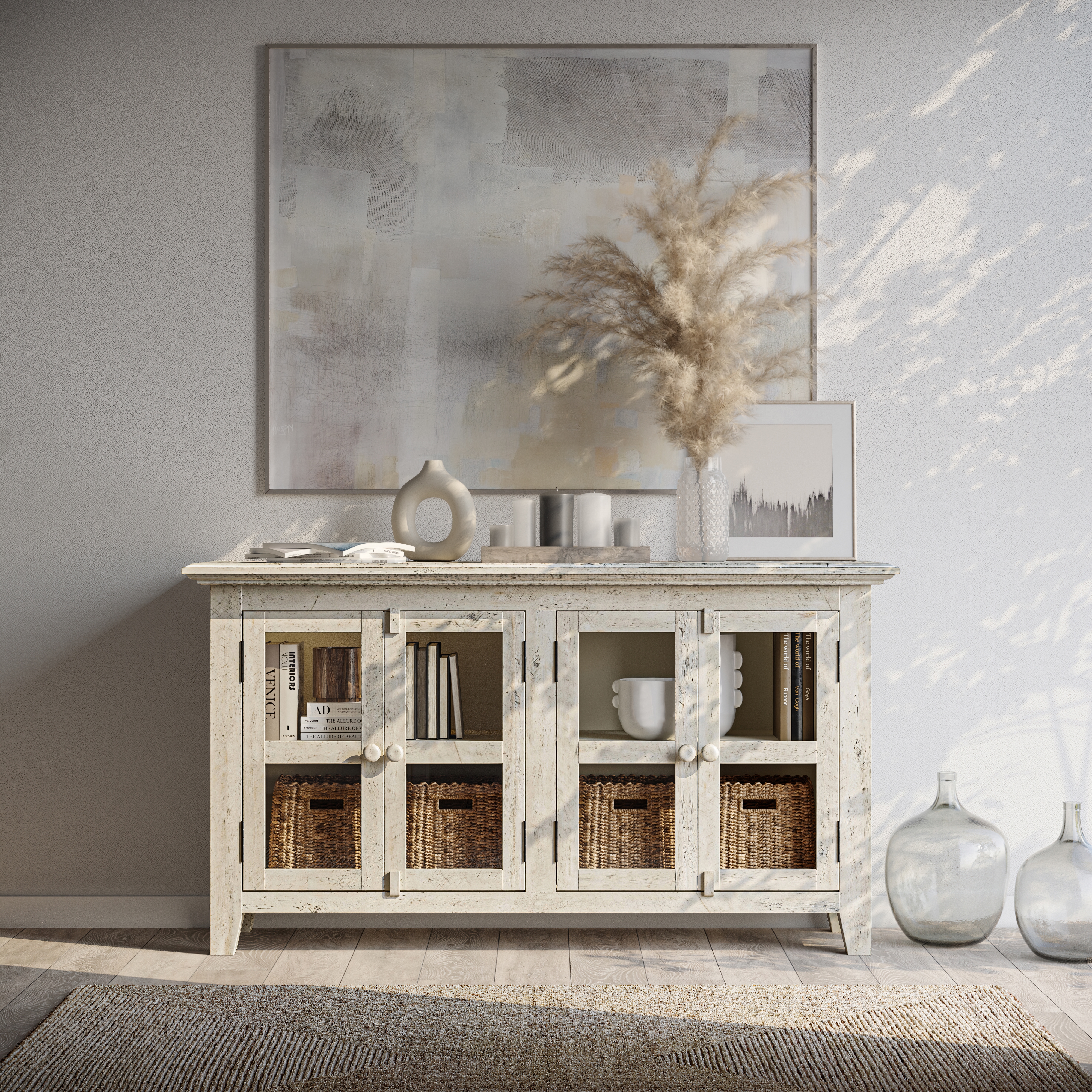 Jofran Rustic Shores 4 Door Low Cabinet
