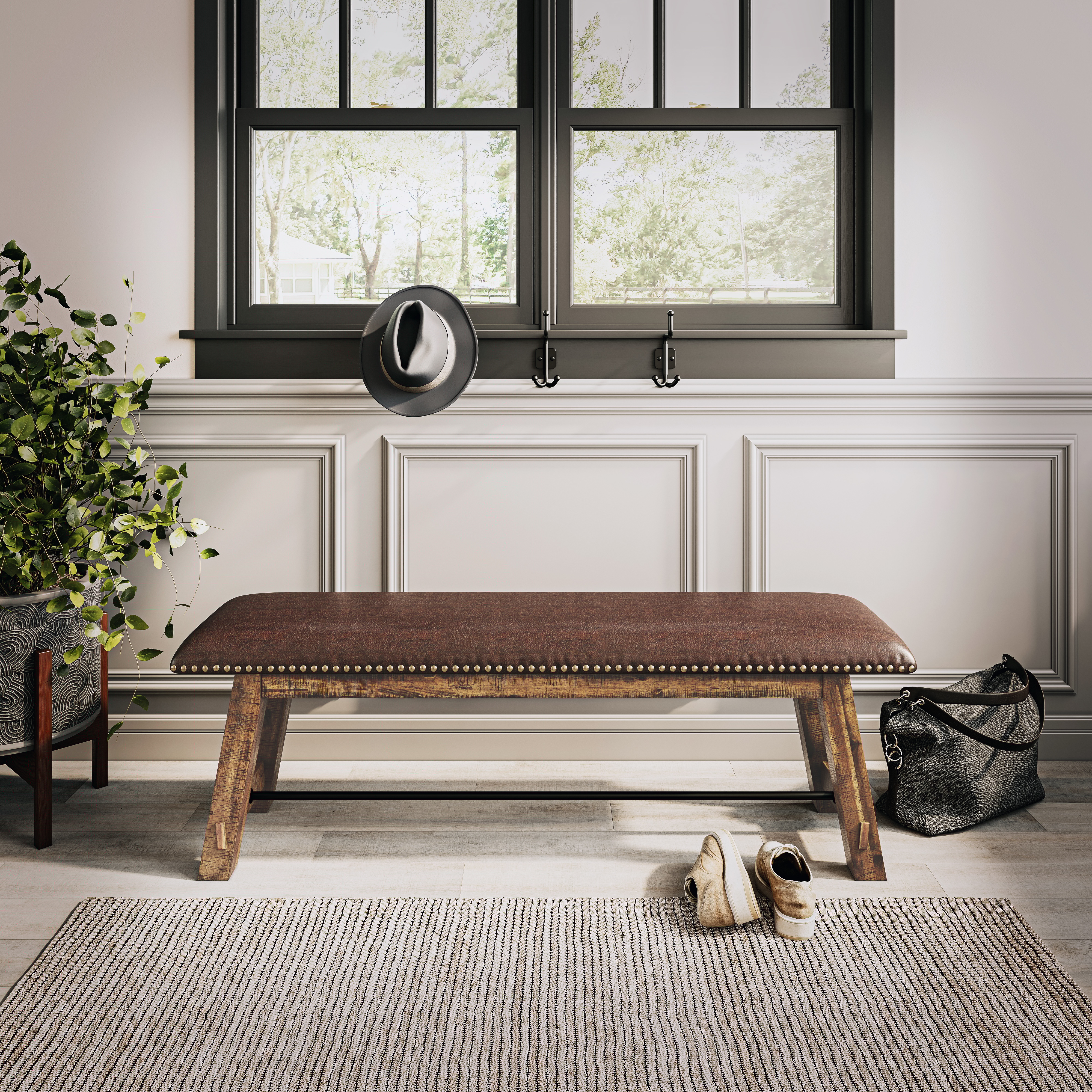 Jofran Cannon Valley Bench with Upholstered Seat