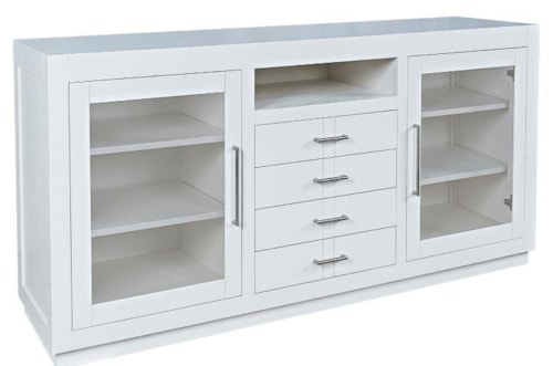 Contemporary 60" Accent Cabinet with Glass Panel Doors