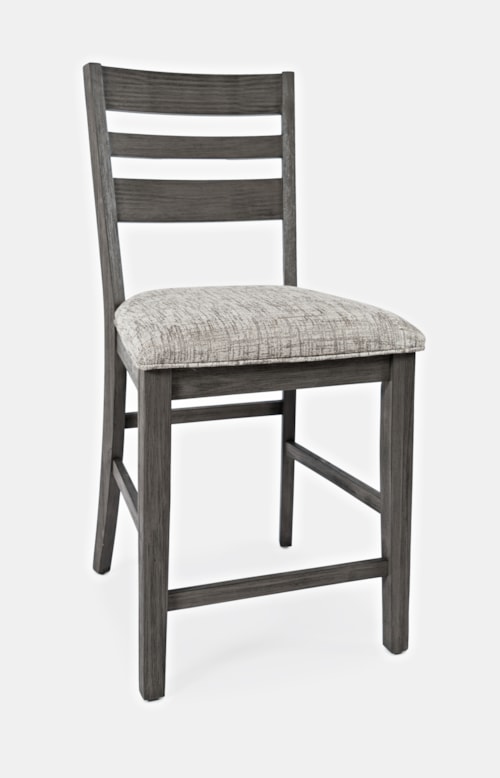 Contemporary Ladderback Counter Stool with Upholstered Seat