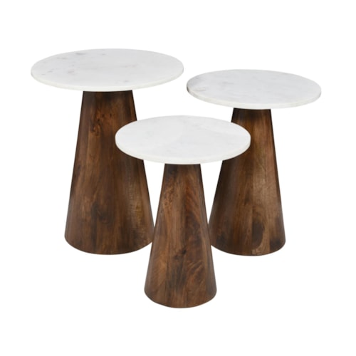 Contemporary 3-Piece Bunching End Table Set with Cone Bases