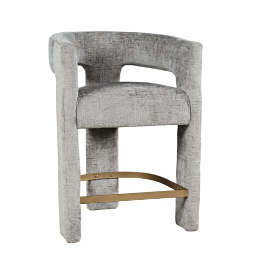 Contemporary Upholstered Counter Stool with Open Back
