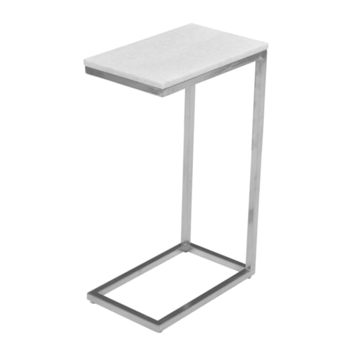 White Marble C-Table With Chrome 2/Ctn