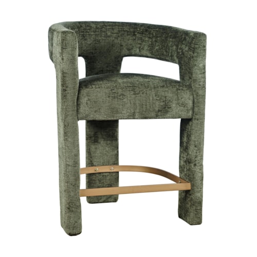 Contemporary Upholstered Counter Stool with Open Back
