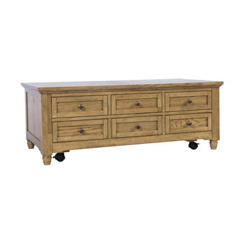Transitional Lift Top Cocktail Table with Casters