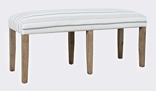 Coastal Dining Bench with Upholstered Seat