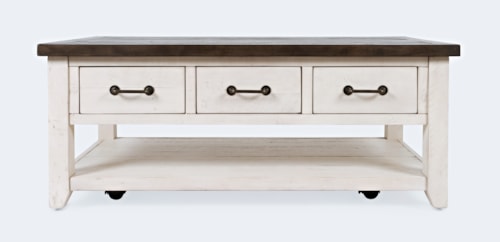 3 Drawer Cocktail Table- Vintage White