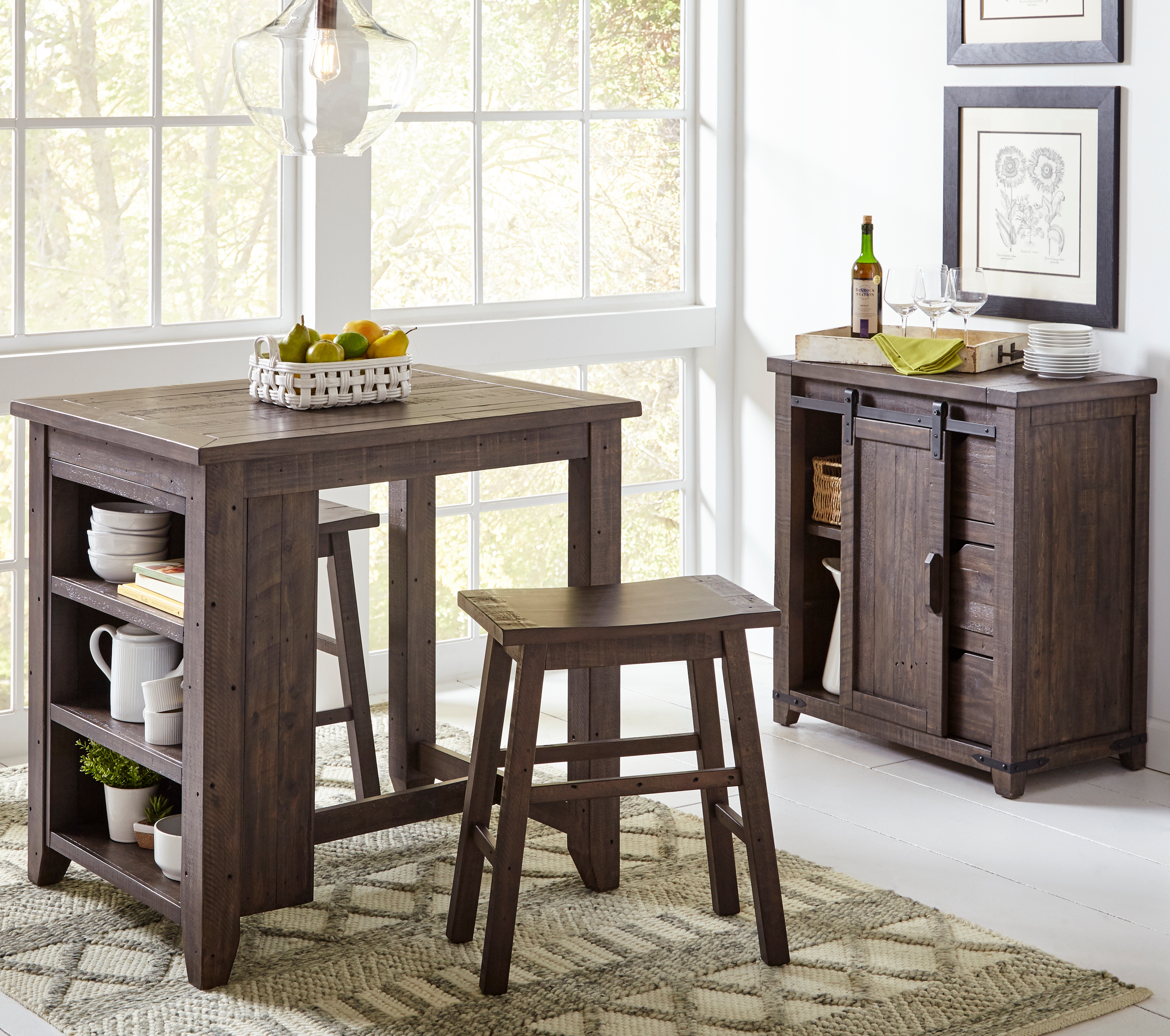 Belfort Essentials Stableview 3-Piece Counter Height Table Set