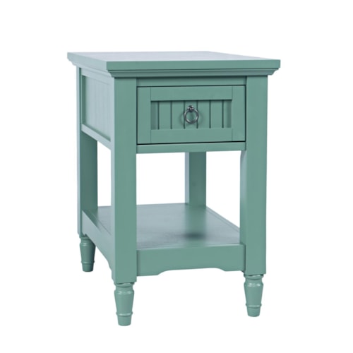 Transitional 1-Drawer End Table with Turned Legs