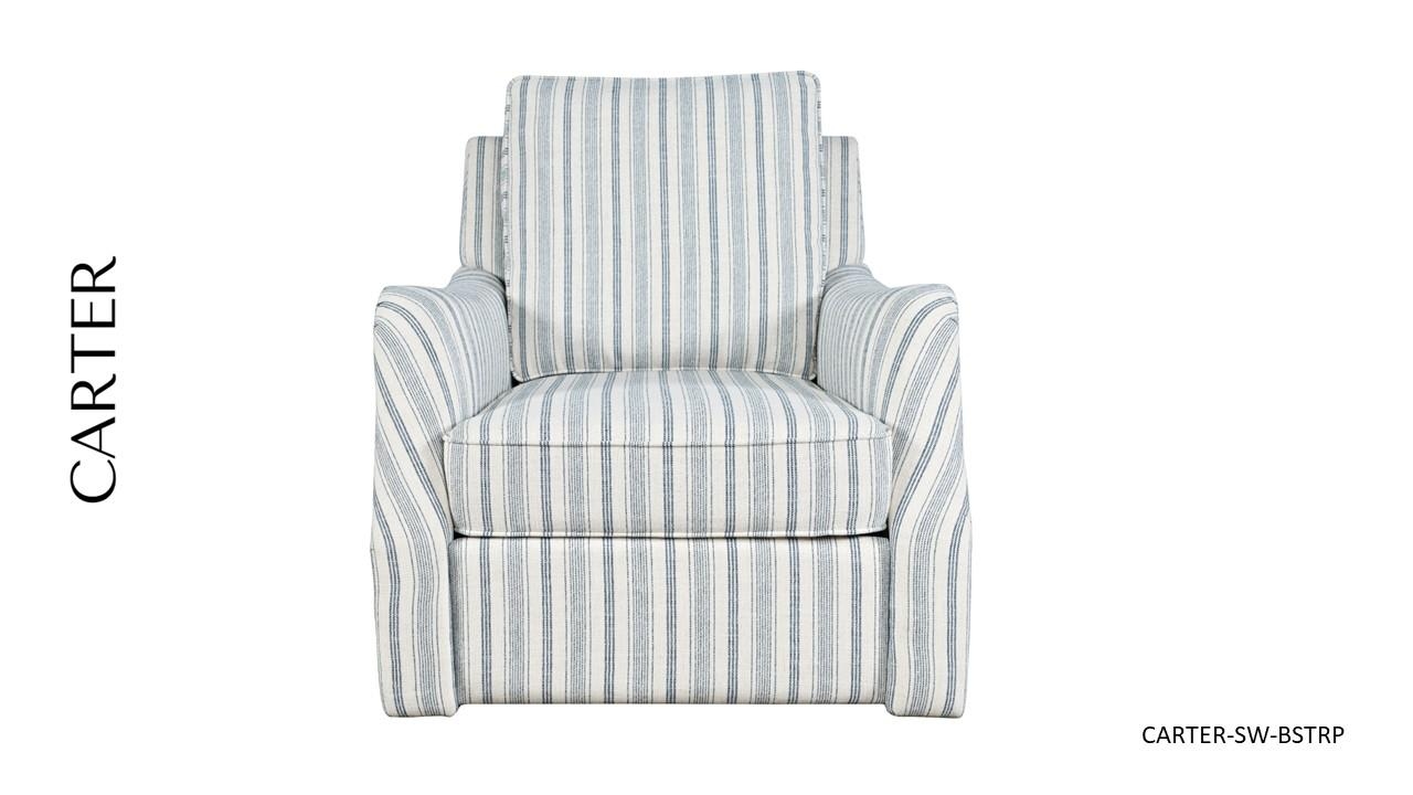 Jofran Carter Carter Swivel Chair - Blue Stripe