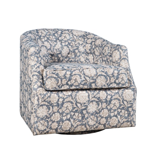 Casual Swivel Accent Chair with Slope Arms