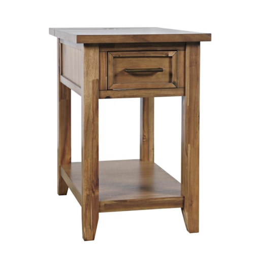 Transitional 1-Drawer End Table with Power Unit