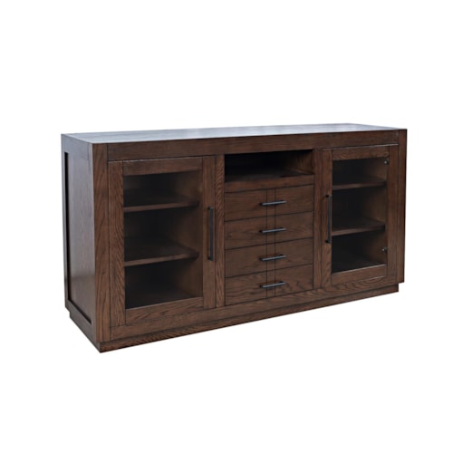 Contemporary 60" Accent Cabinet with Glass Panel Doors