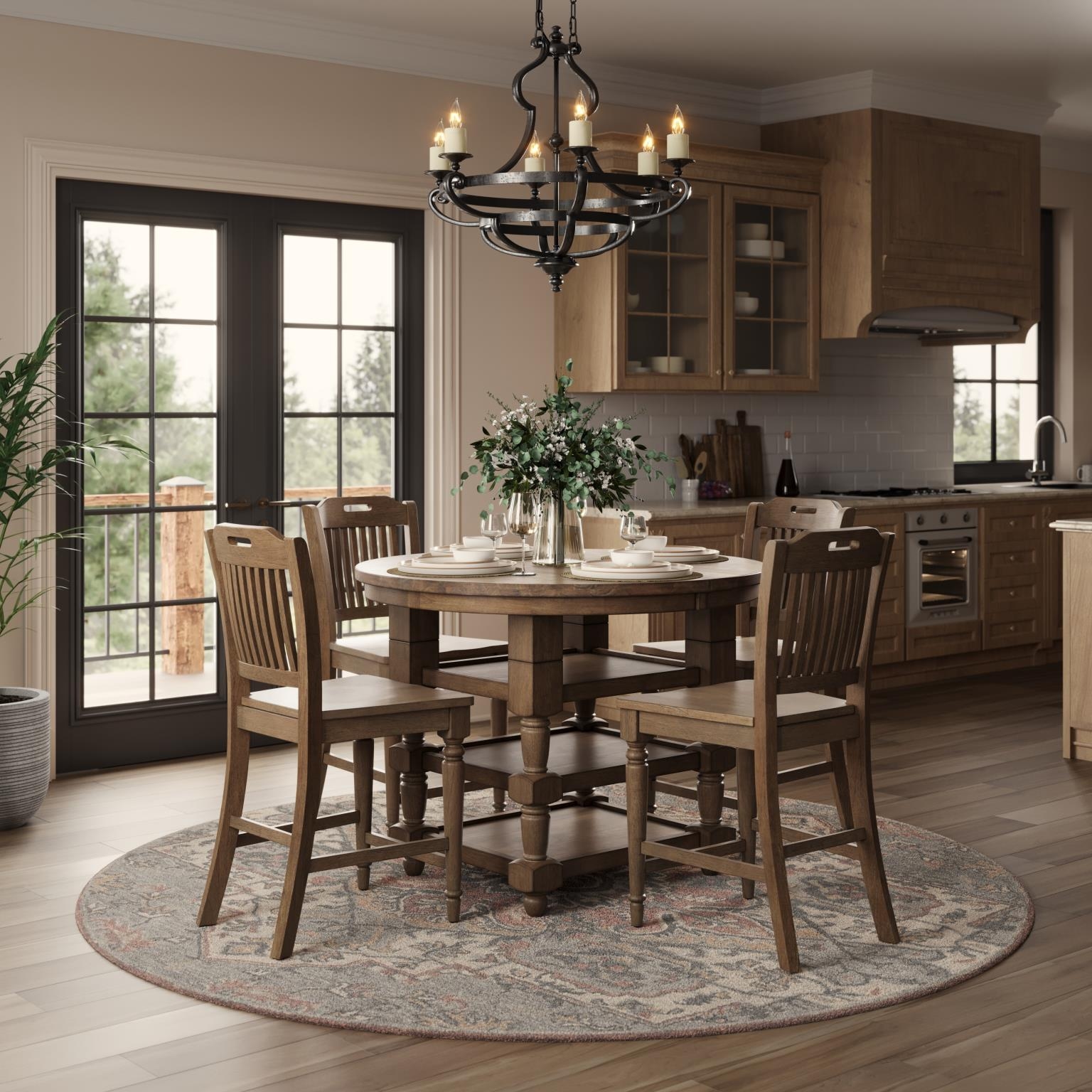 Slat Back Counter Chair