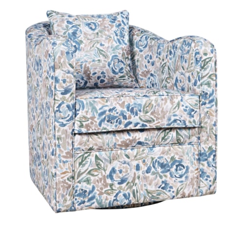 Transitional Swivel Accent Chair with Barrel Back