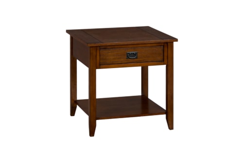 Transitional End Table with 1 Drawer and 1 Shelf