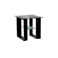 Contemporary End Table with Glass Tabletop