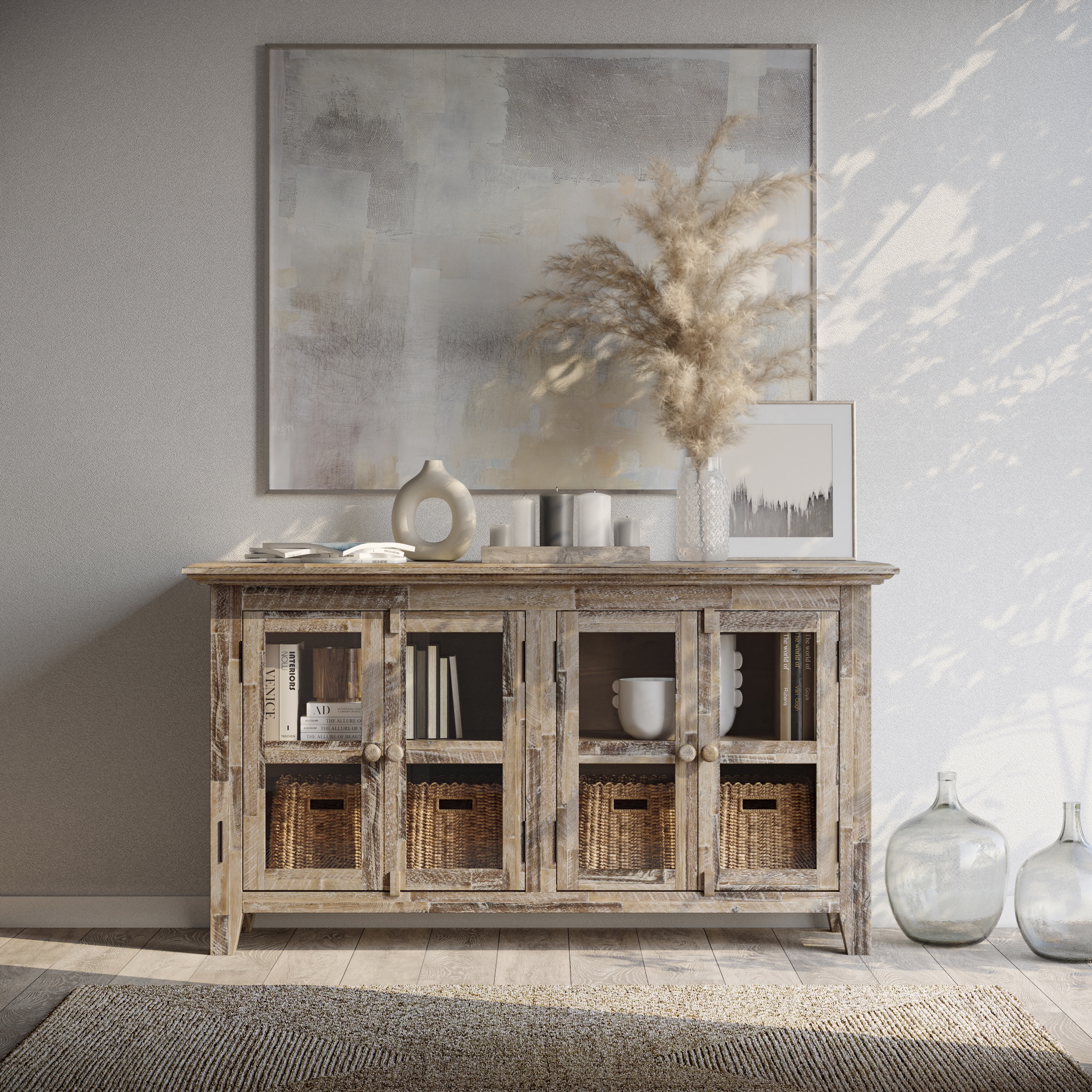 Jofran Rustic Shores 4 Door Low Cabinet