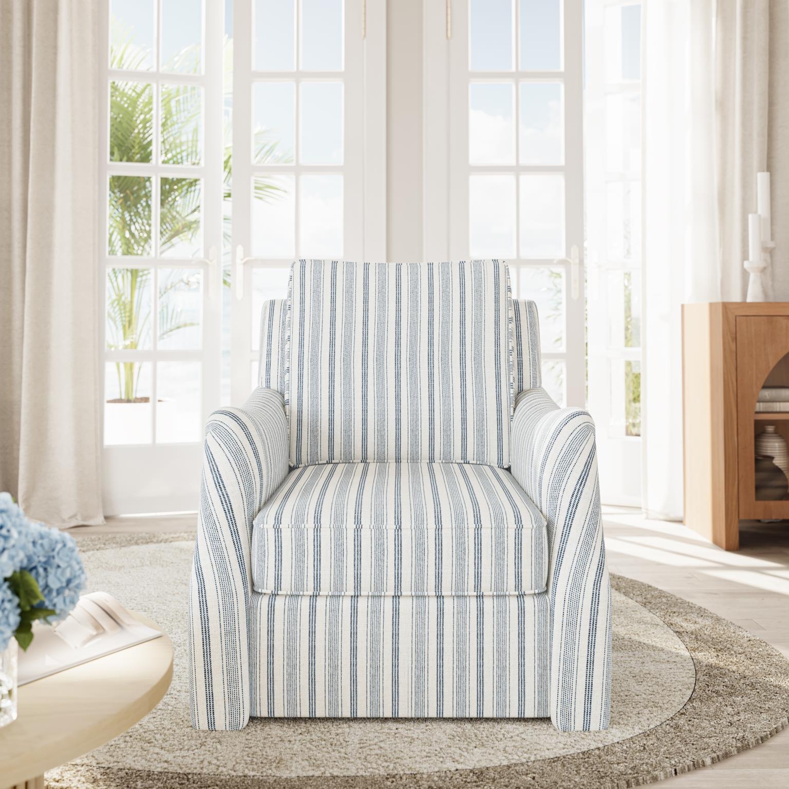 Jofran Carter Carter Swivel Chair - Blue Stripe