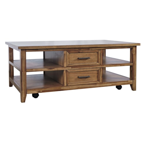 Transitional Lift Top Cocktail Table with Casters