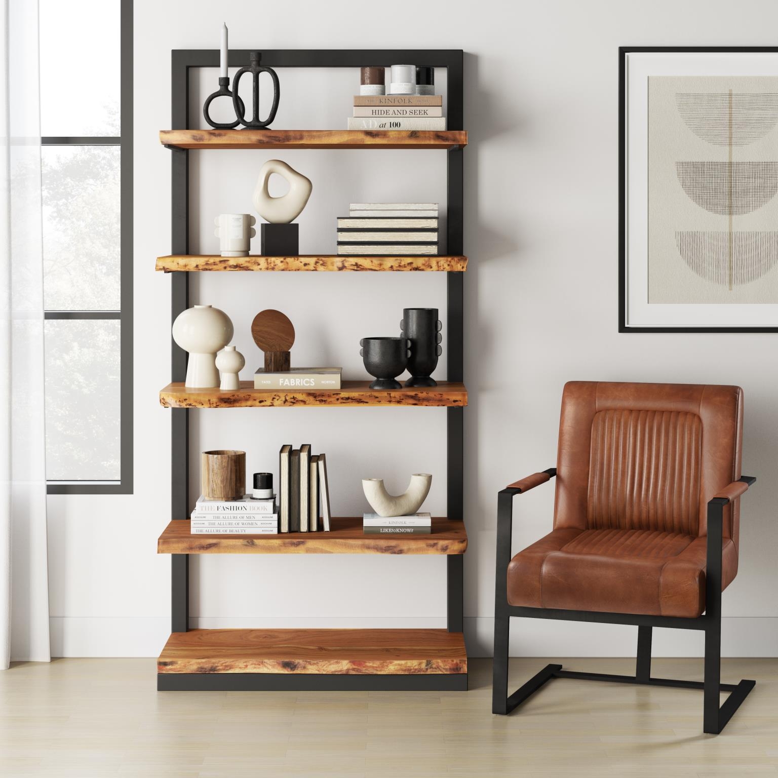 Belfort Essentials Live Edge 5 Shelf Bookcase