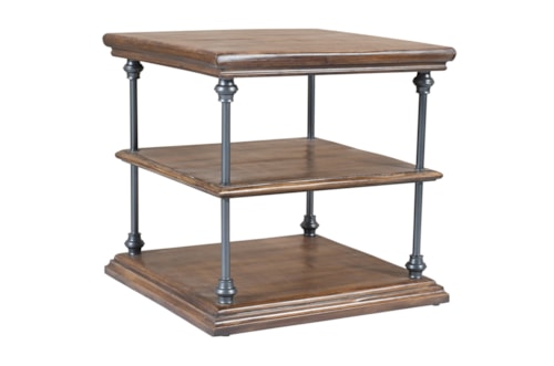 Industrial End Table with Open Shelf Bottom