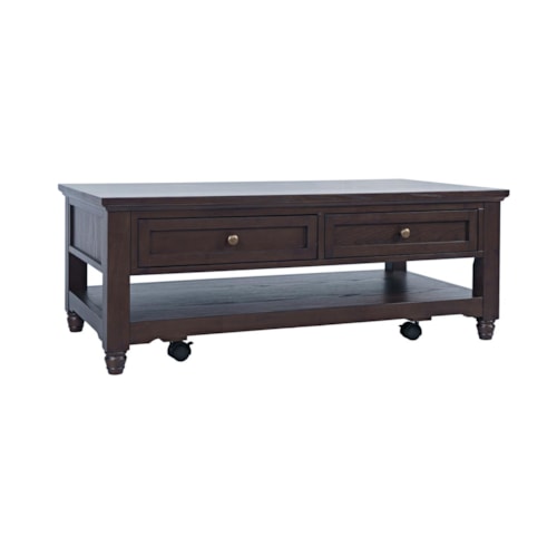 Transitional Cocktail Table with Casters