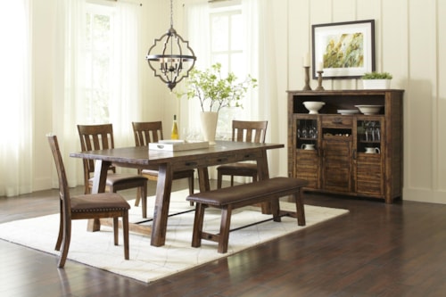Trestle Dining Table and Chair/Bench Set