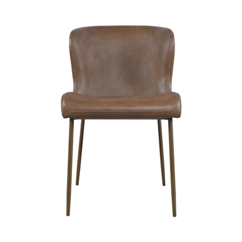 Rustic Upholstered Dining Chair with Metal Legs