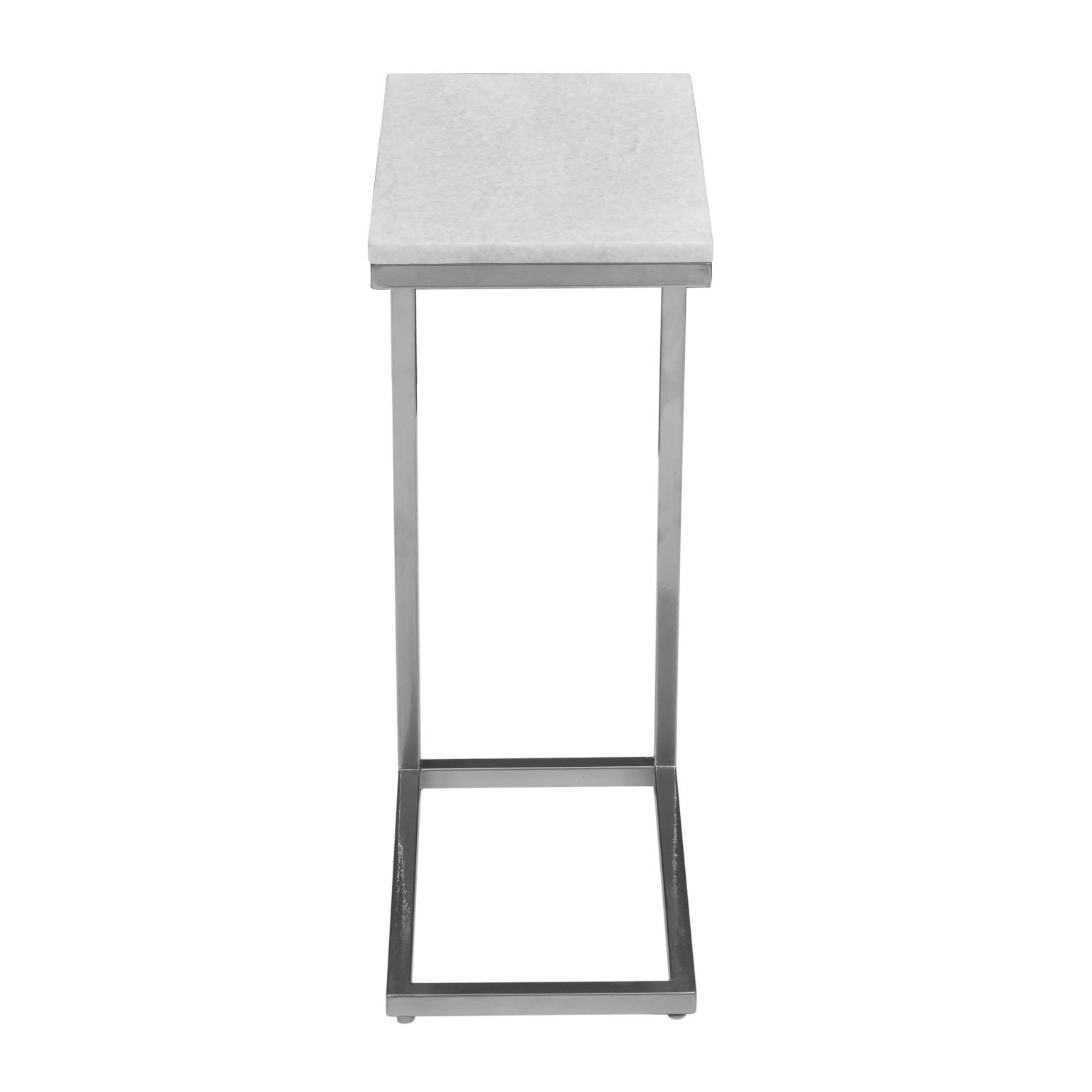White Marble C-Table With Chrome 2/Ctn