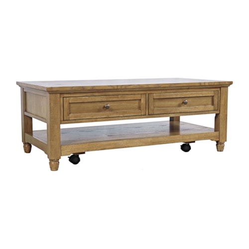 Transitional Cocktail Table with Casters