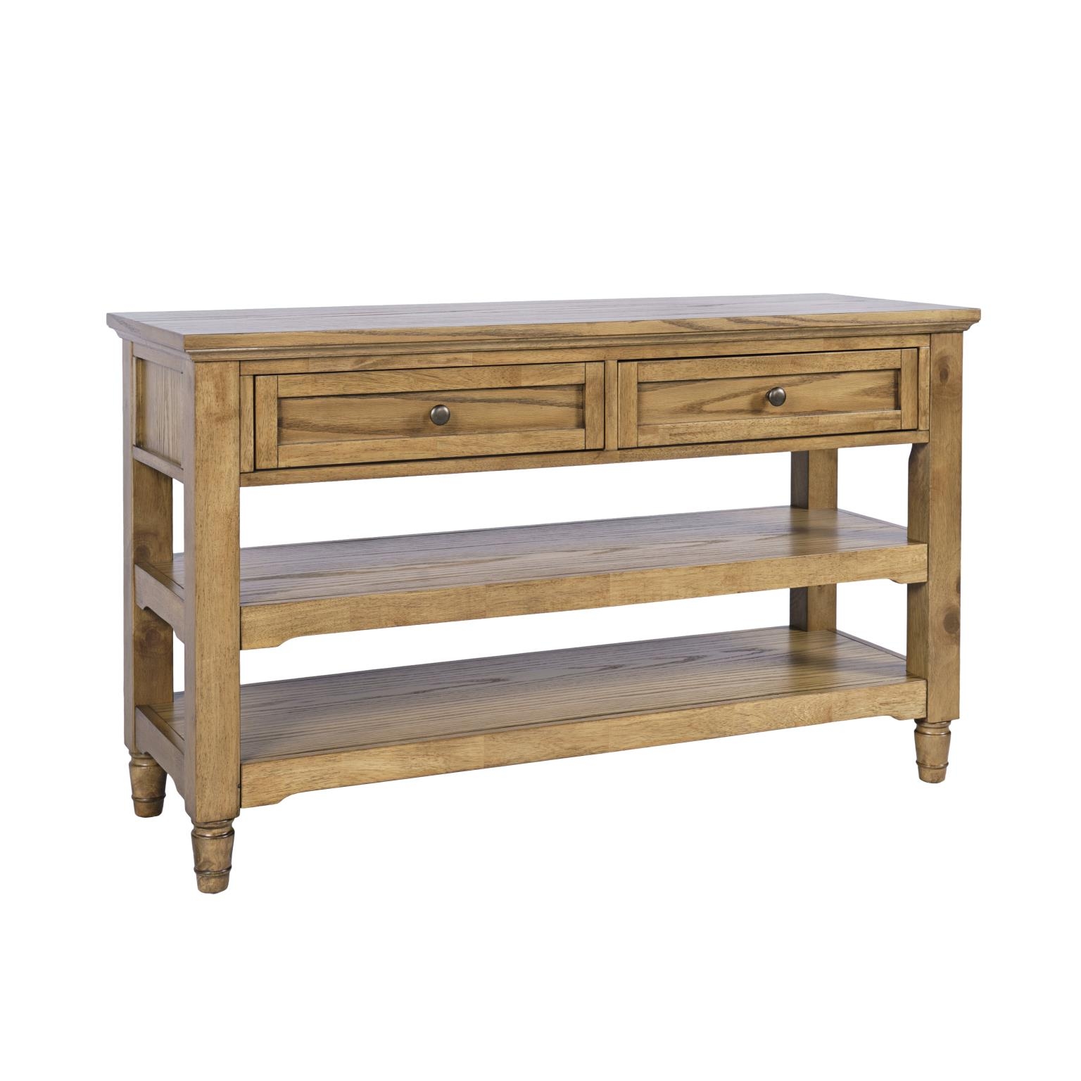 Transitional 2-Drawer Sofa Table with Lower Shelves