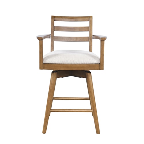 Transitional Swivel Counter Chair with Ladder Back