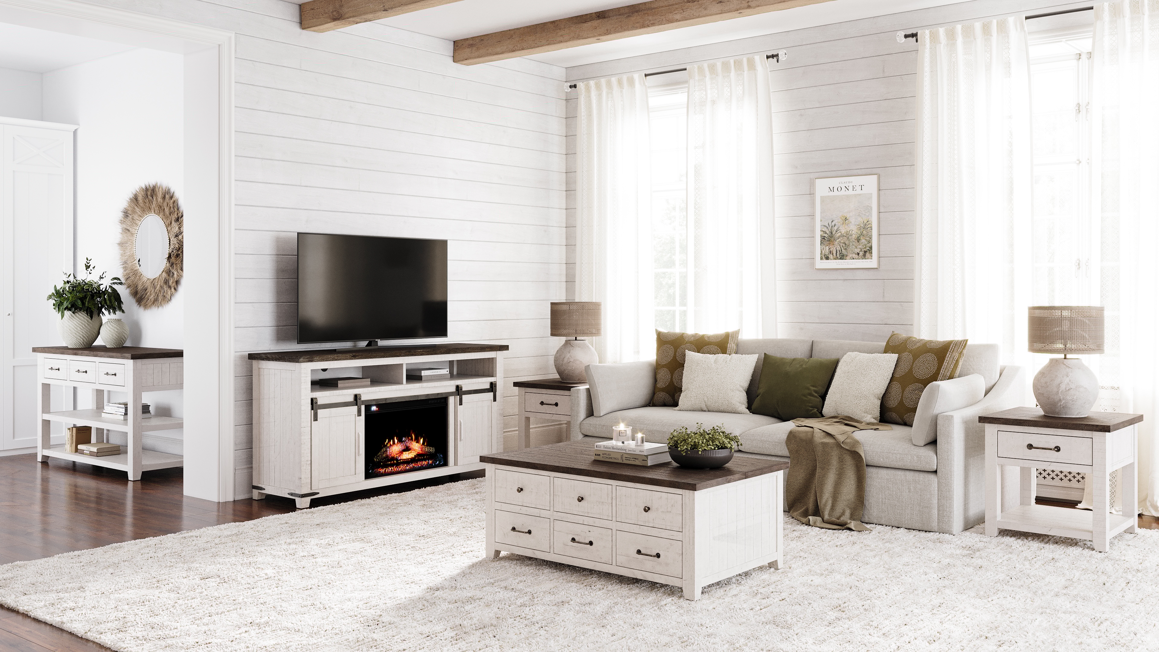 Belfort Essentials Stableview End Table-Vintage White