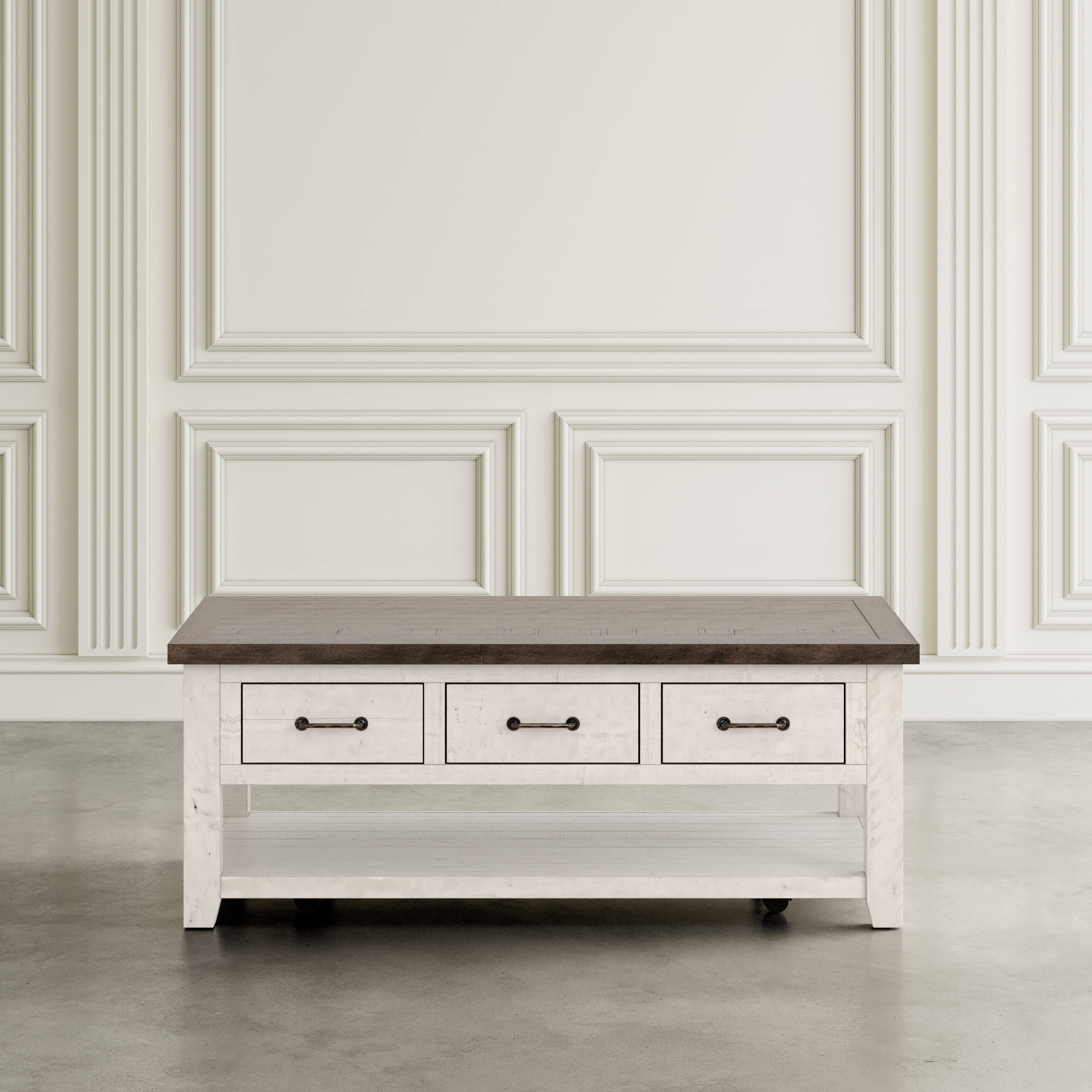 Belfort Essentials Stableview 3 Drawer Cocktail Table-Vintage White