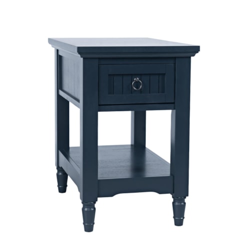 Transitional 1-Drawer End Table with Turned Legs