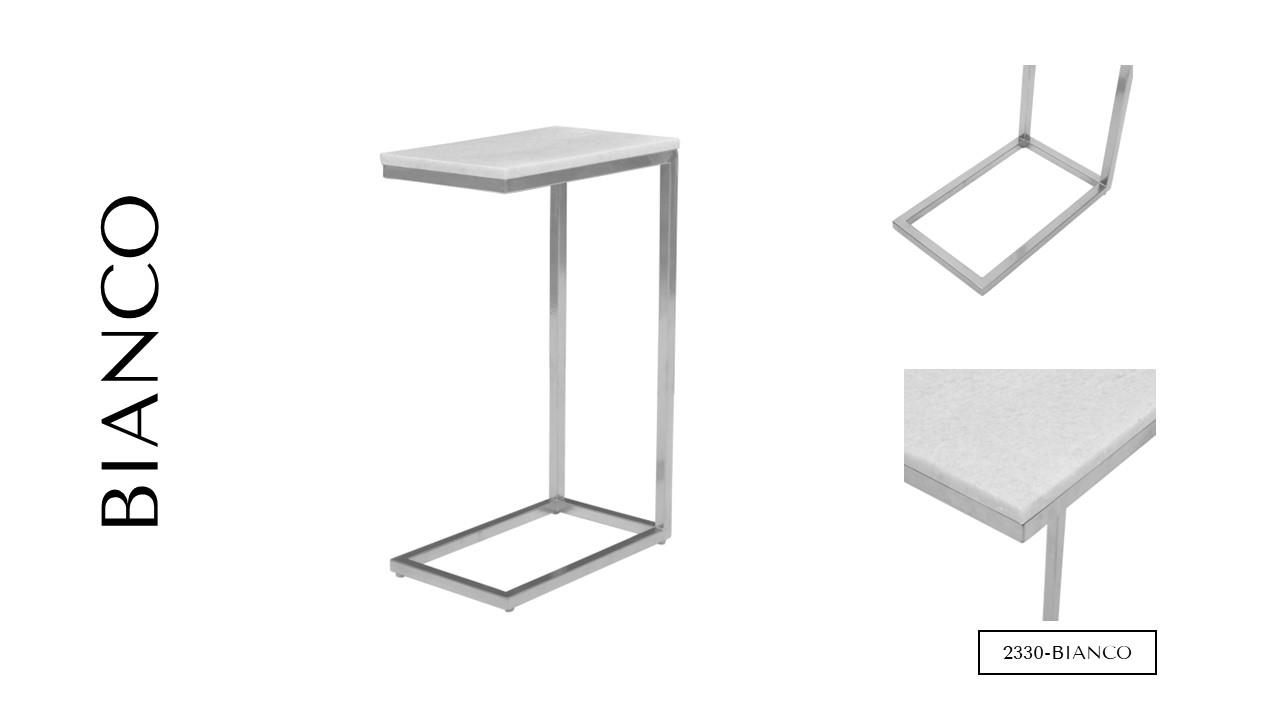 White Marble C-Table With Chrome 2/Ctn