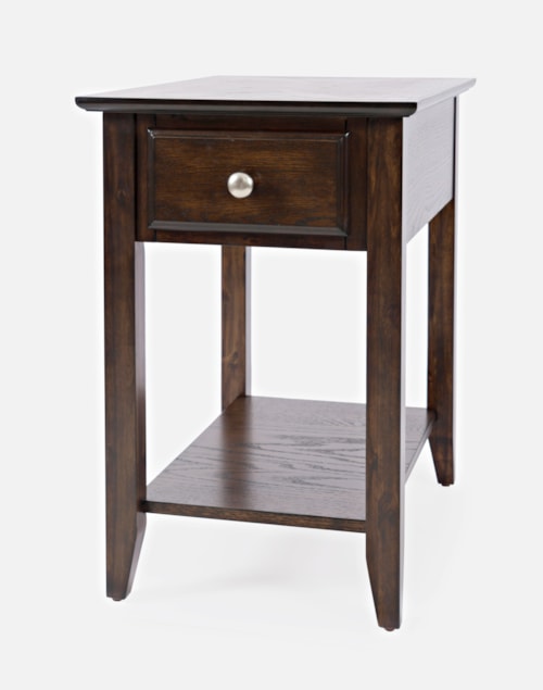 Transitional Espresso Chairside End Table with Drawer & Shelf