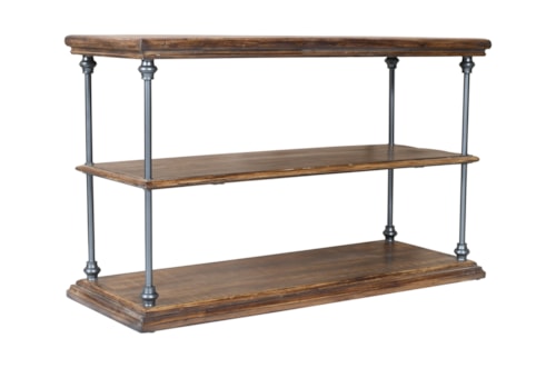 Industrial Sofa Table with Open Shelving