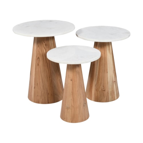 Contemporary 3-Piece Bunching End Table Set with Cone Bases