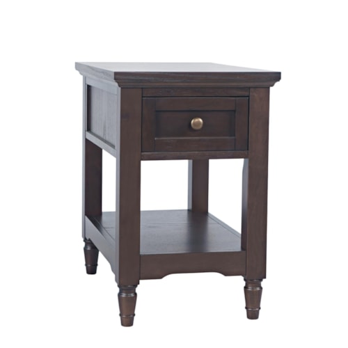 Transitional 1-Drawer End Table with Antique Brass Knob